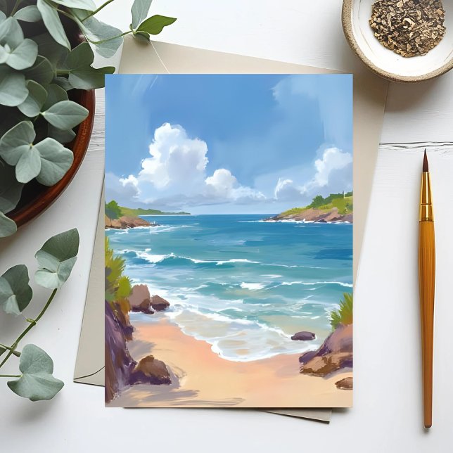 Carte Postale Cape Cod Beach Bay Ocean Painting (Créateur téléchargé)