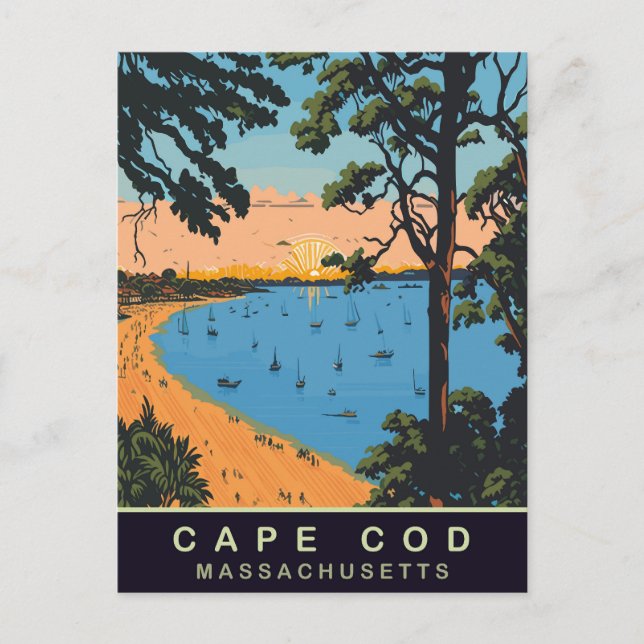 Carte Postale Cape Cod Beach, Massachusetts, Vintage voyage (Devant)