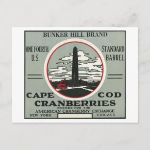 Carte Postale Cape Cod Bunker Hill Marque Cranberry Étiquette