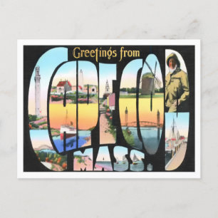 Carte Postale Cape Cod, Massachusetts Vintages grandes lettres