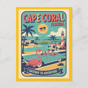 Carte Postale Cape Coral FL Rétro Voyage des Années 1950