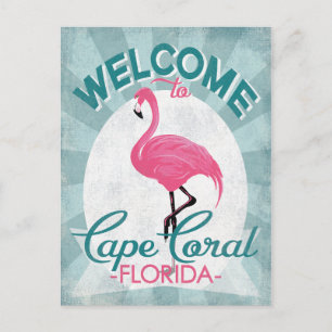 Carte Postale Cape Coral Florida Flamant rose rose Retro