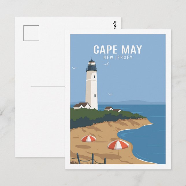 Carte Postale Cape May New Jersey USA Travel Place Illustration (Devant / Derrière)