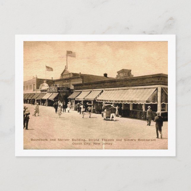 Carte Postale Cape May NJ, Shriver Building, Boardwalk, Vintage (Devant)