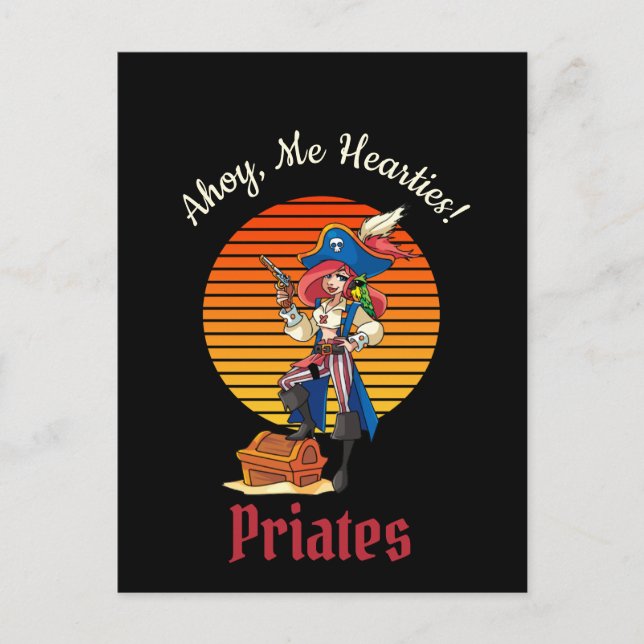 Carte Postale Capitaine Lady Pirate (Devant)