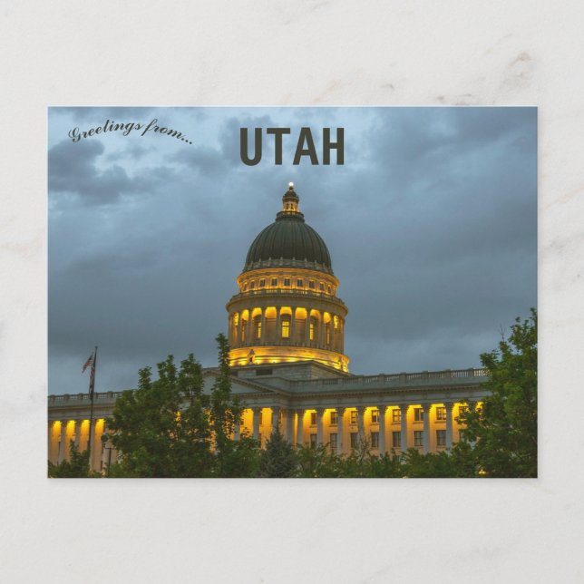 Carte Postale Capitol de l'État de l'Utah la nuit Salt Lake City (Devant)