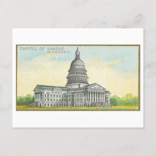 Carte Postale Capitole à Topeka, Kansas, Vintage