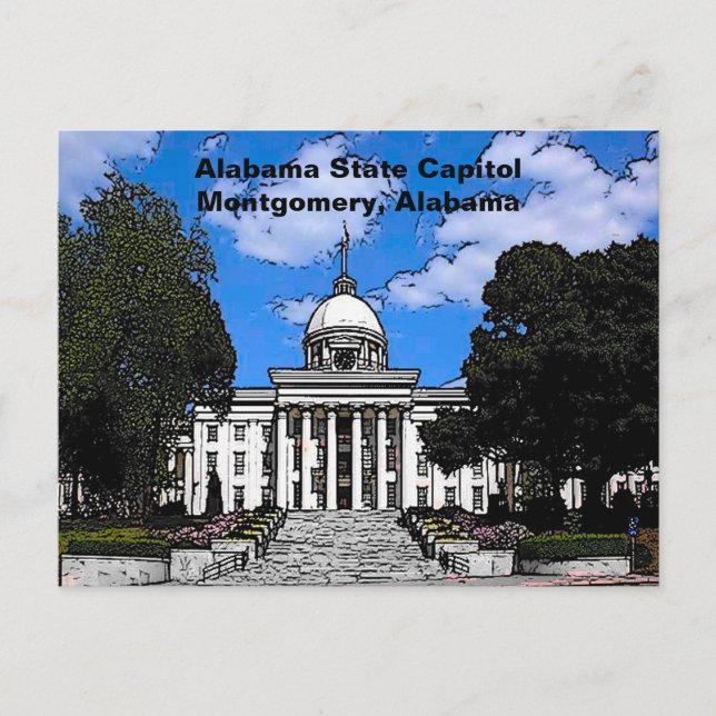 Carte Postale Capitole de l'État de l'Alabama à Montgomery (dess (Devant)