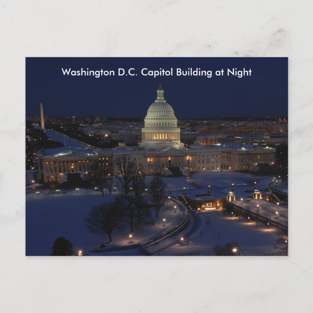 Carte Postale Capitole de Washington D.C. dans la nuit d'hiver (Devant)