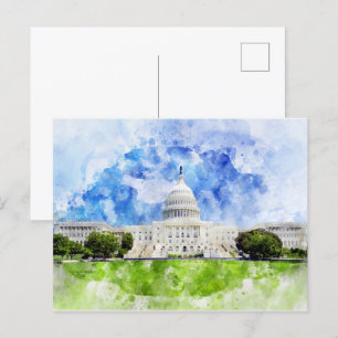 Carte Postale Capitole des États-Unis à Washington DC Watercolor
