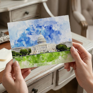 Carte Postale Capitole des États-Unis à Washington DC Watercolor