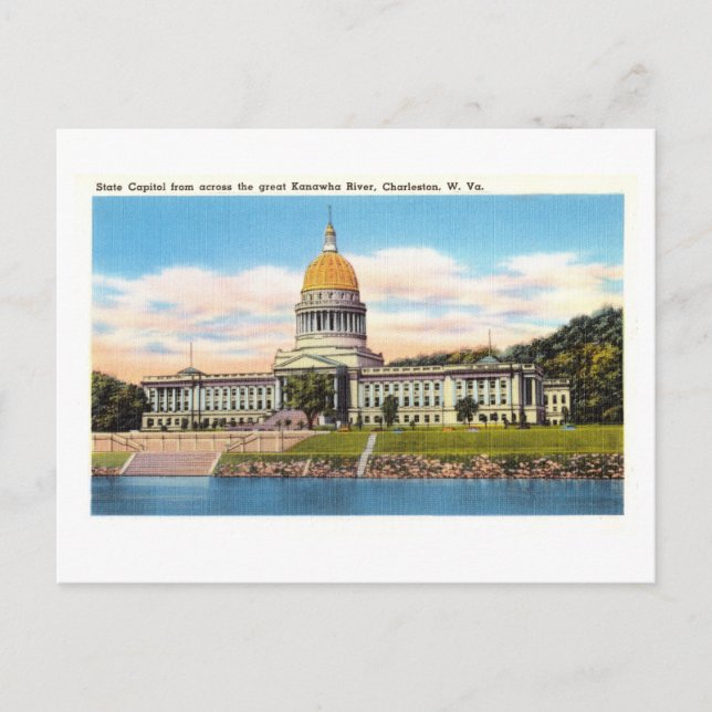 Carte Postale Capitole d'État de Charleston, Virginie-Occidental (Devant)