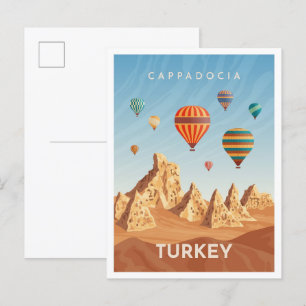 Carte Postale Cappadoce Turquie Illustration Vintage voyage d'ar