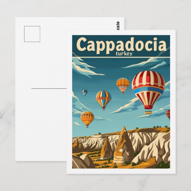 Carte Postale Cappadoce Turquie Vintage célèbre lieu de voyage (Devant / Derrière)