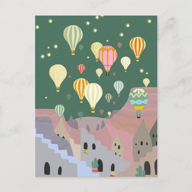 Carte Postale Cappadocia Night Art | Hot Air Balloon Turquie (Devant)