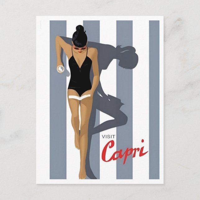 Carte Postale Capri Italie Retro Inspiré Voyages de vacances (Devant)