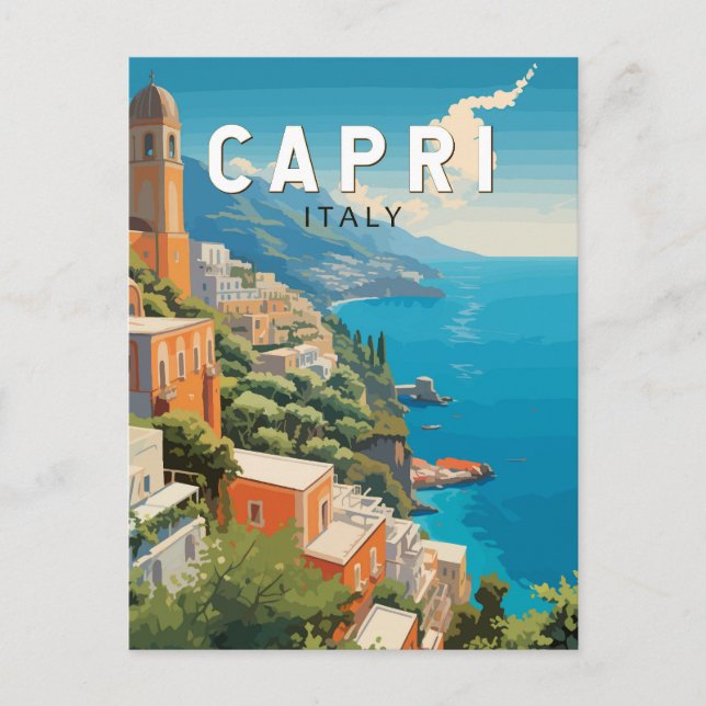 Carte Postale Capri Italie Travel Art Vintage (Devant)