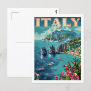 Carte Postale Capri Italie Vintage Lieu de voyage célèbre