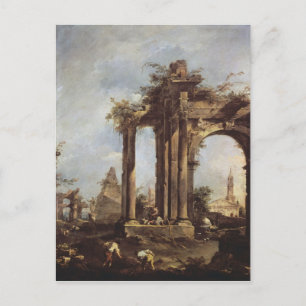 Carte Postale Capriccio avec ruines romaines, Pyramide et