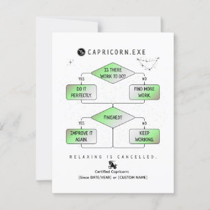 Carte Postale Capricorne Organigramme Funny Humour Zodiaque (col