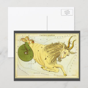 Carte Postale Capricorne Vintage Constellation, miroir de l'Uran