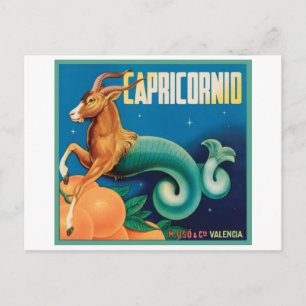 Carte Postale Capricornio Étiquette Vintage Crate