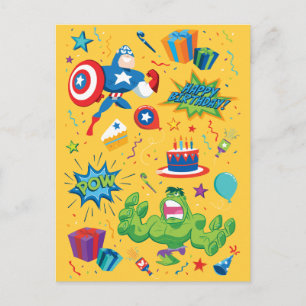 Carte Postale Captain America et Hulk fête d'anniversaire