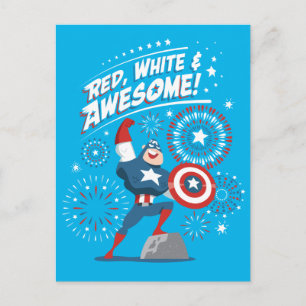Carte Postale Captain America "Rouge, Blanc et Incroyable !"