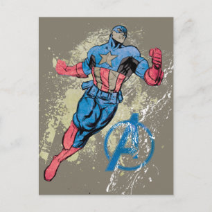 Carte Postale Captain America Vengeur Graphique Grunge