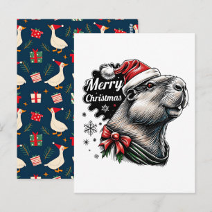 Carte Postale Capybara de Dabbing Noël Santa – Vacances Amusante