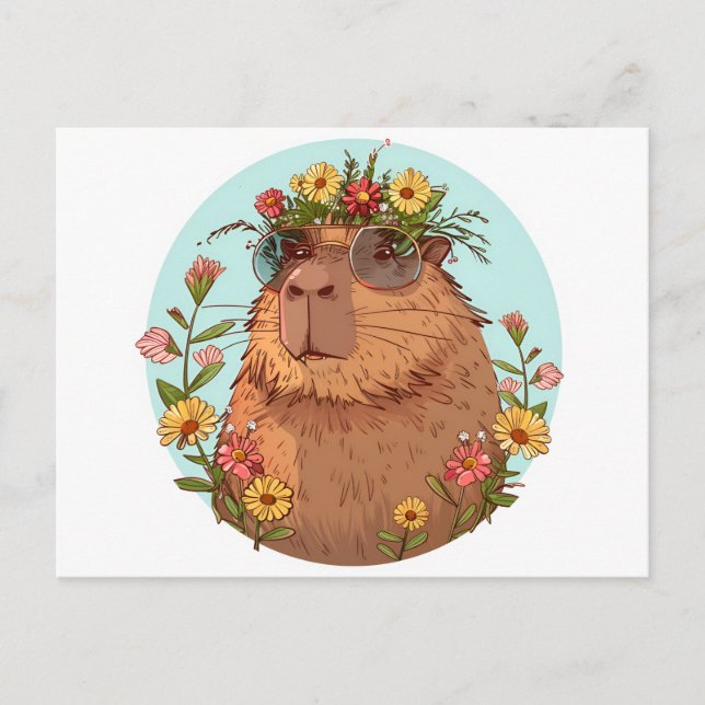Carte Postale Capybara en lunettes de soleil Été (Devant)
