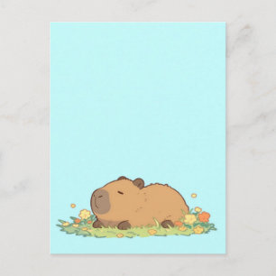 Carte Postale Capybara Endormi Se Reposant dans une Prairie Enso