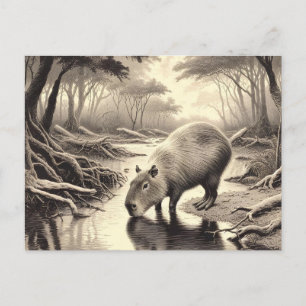 Carte Postale Capybara Vintage Etching