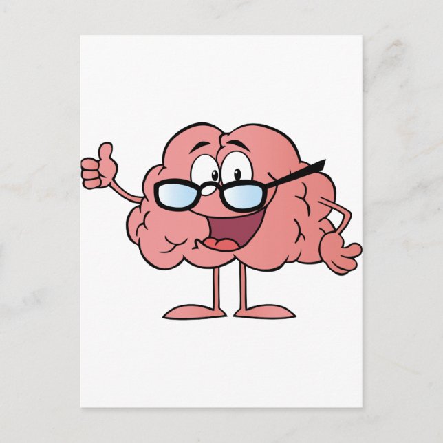 Carte Postale Caractère Caricature Du Cerveau Donnant Le Pouce V (Devant)