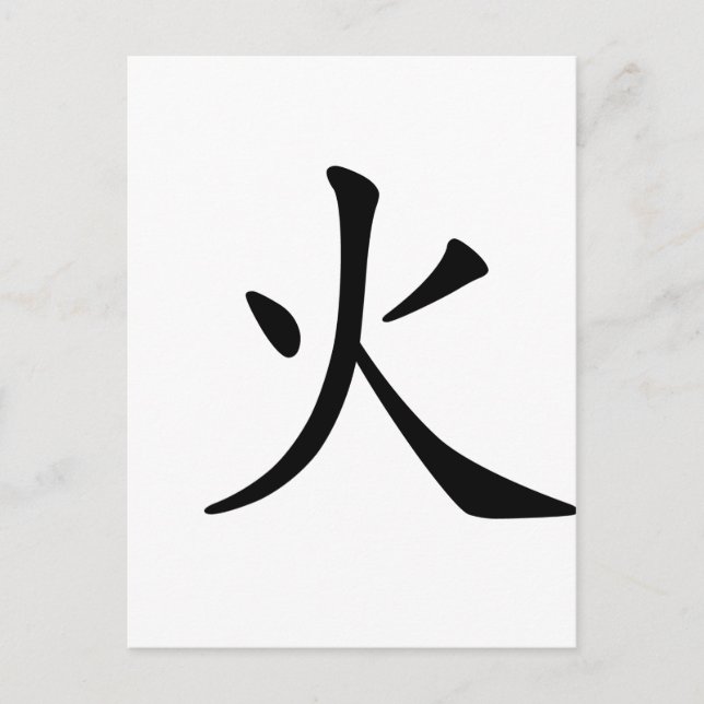 Carte Postale Caractère chinois : huo, Signification : feu (Devant)
