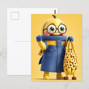 Carte Postale Caractère de banane drôle