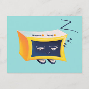 Carte Postale Caractère de l'alarme de couchage Kawaii mignon