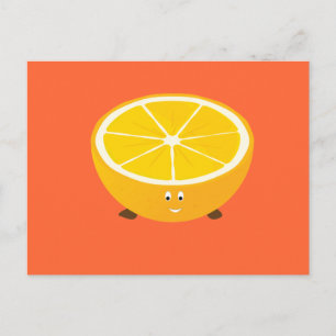 Carte Postale Caractère demi-orange souriant