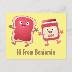 Carte Postale Caractères de dessins animés sur le pain et la con