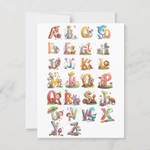 Carte Postale Caractères lettres alphabétiques