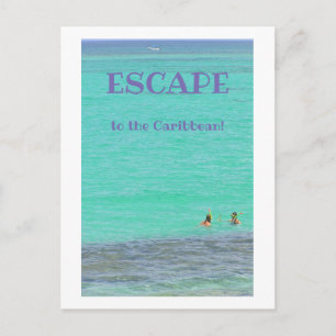 CARTE POSTALE CARAÏBES AQUAMARINES/DEUX SNORKELERS/ÉCHAPPER À CA