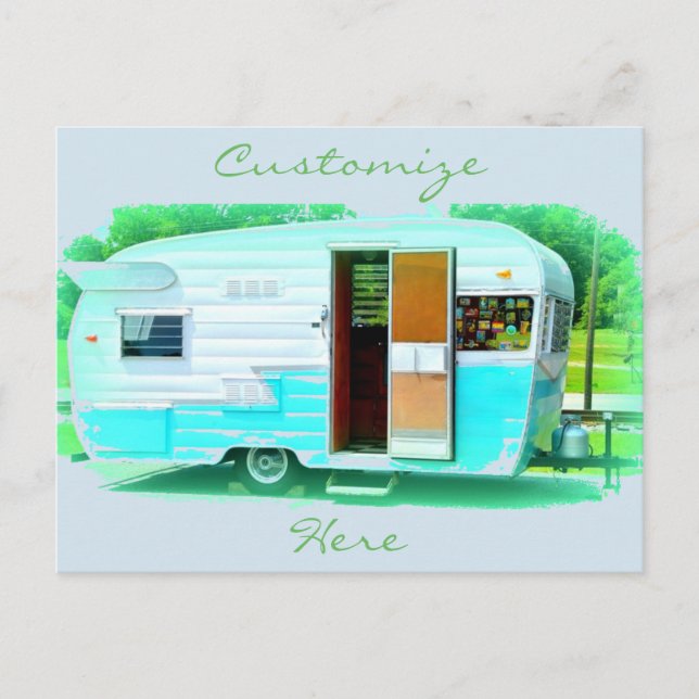 Carte Postale caravane vintage en lacet gypsy caravane (Devant)
