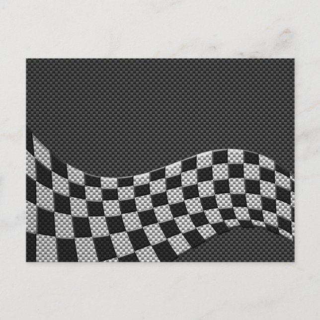 Carte Postale Carbone Fiber Style Racing Drapeau Checkers Vague  (Devant)