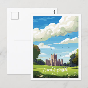 Carte Postale Cardiff Castle Wales voyage millésime