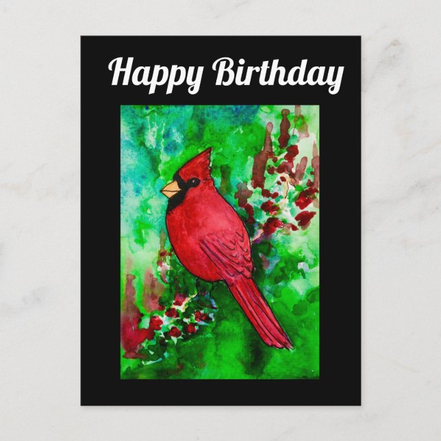 Carte Postale Cardinal du Nord, joyeux anniversaire (Devant)