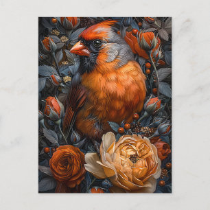 Carte Postale Cardinal et Rose
