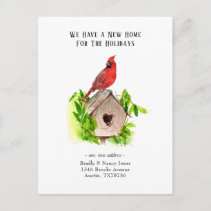 Carte Postale Cardinal Nouvelle Maison pour les vacances déménag