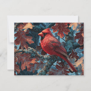 Carte Postale Cardinal rouge perché sur la branche