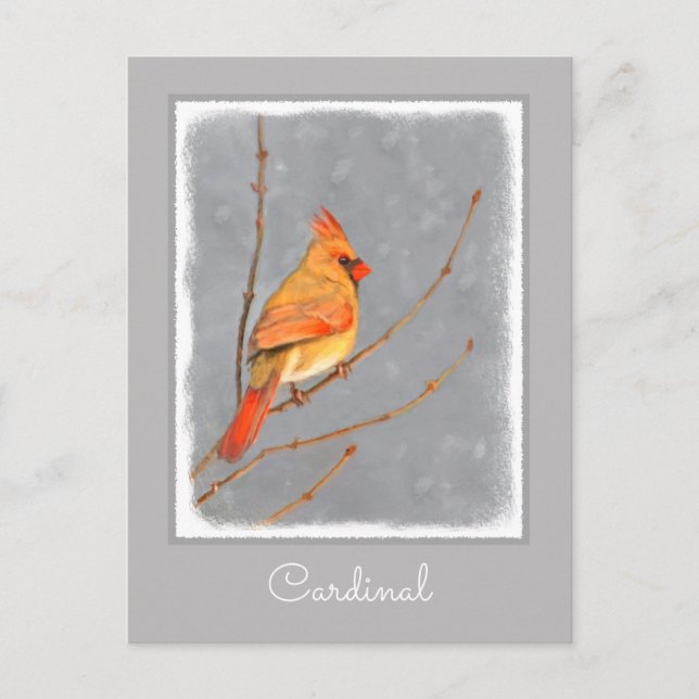 Carte Postale Cardinal sur la peinture de branche - Art original (Devant)