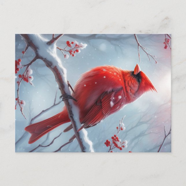 Carte postale Cardinale de Noël personnalisée, Car (Devant)